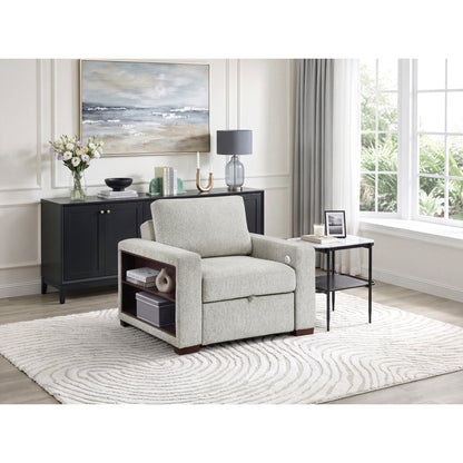 Isla Convertible Chair with Pull-out Bed, Click Motion Back, Two Arms with Shelves and Charging Ports