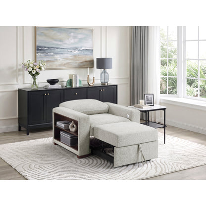 Isla Convertible Chair with Pull-out Bed, Click Motion Back, Two Arms with Shelves and Charging Ports