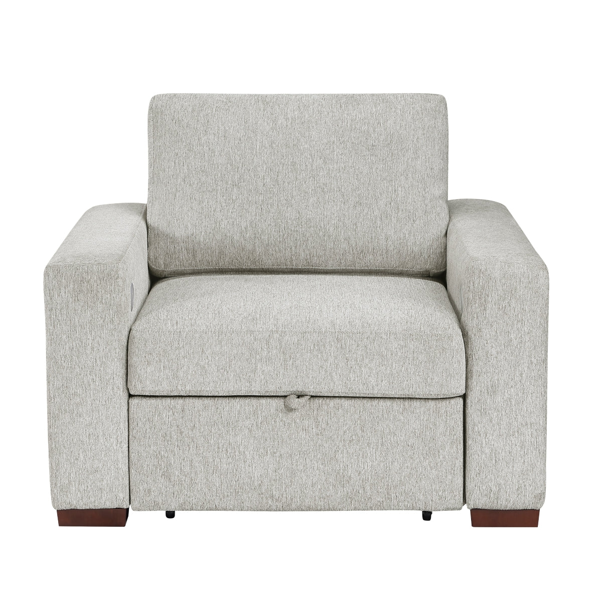 Isla Convertible Chair with Pull-out Bed, Click Motion Back, Two Arms with Shelves and Charging Ports