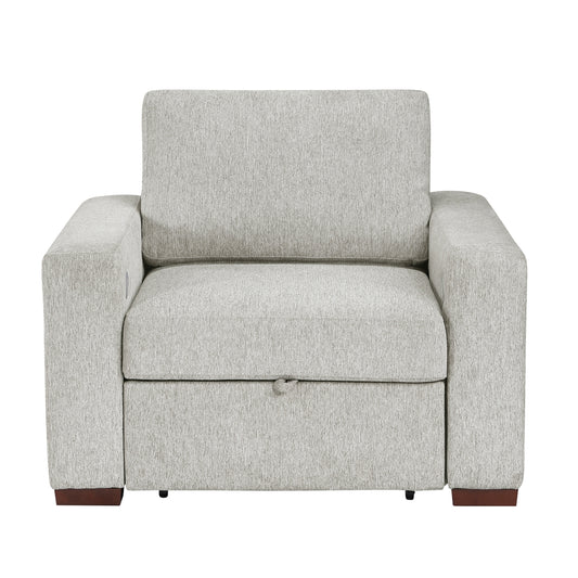 Isla Convertible Chair with Pull-out Bed, Click Motion Back, Two Arms with Shelves and Charging Ports
