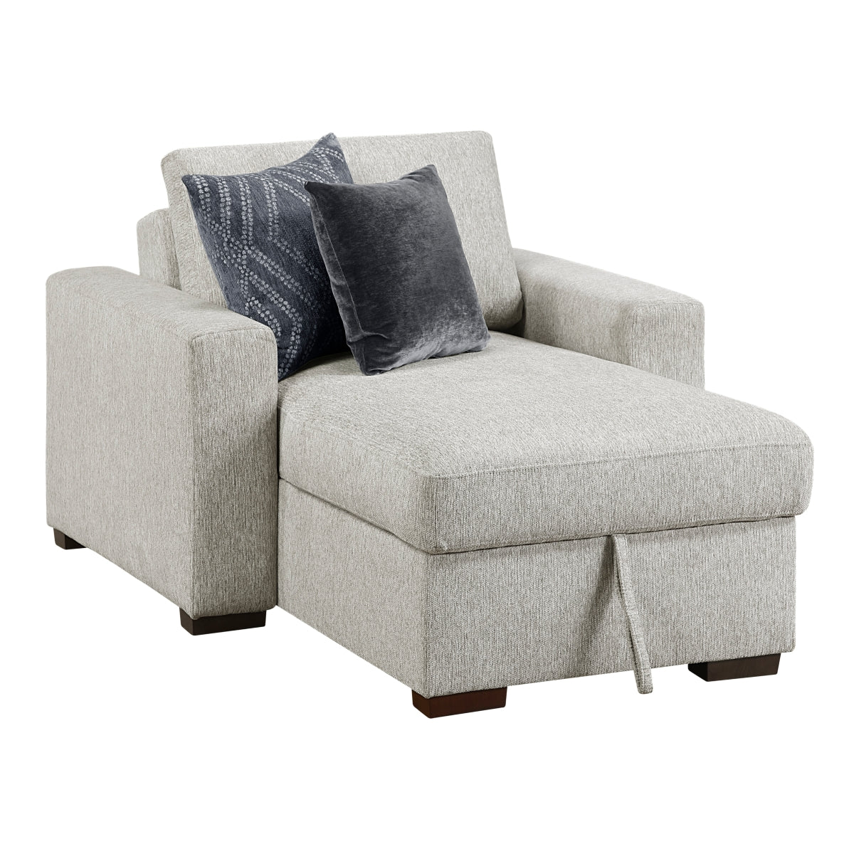 Isla Convertible Chaise Lounge with Arms and Hidden Storage, Click Motion Back