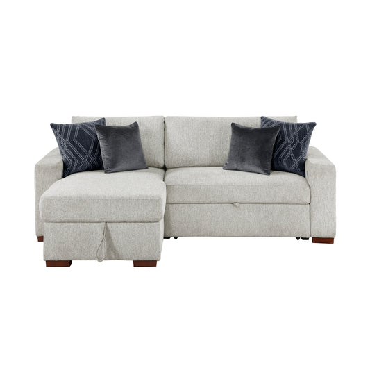 Isla 2-Piece Sectional with Reversible Chaise, Pull-out Bed and Hidden Storage, Click Motion Back