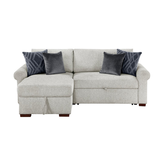 Isla 2-Piece Sectional with Reversible Chaise, Pull-out Bed and Hidden Storage, Click Motion Back