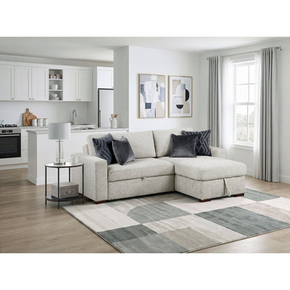 Isla 2-Piece Sectional with Reversible Chaise, Pull-out Bed and Hidden Storage, Click Motion Back