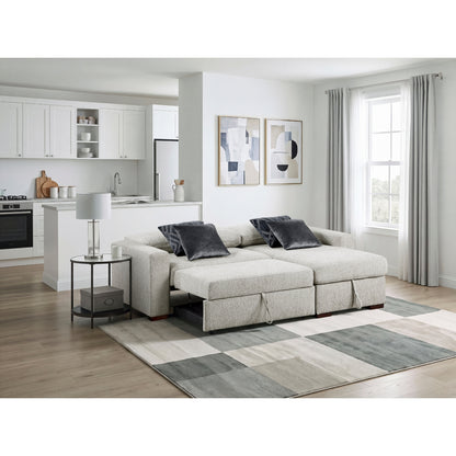 Isla 2-Piece Sectional with Reversible Chaise, Pull-out Bed and Hidden Storage, Click Motion Back