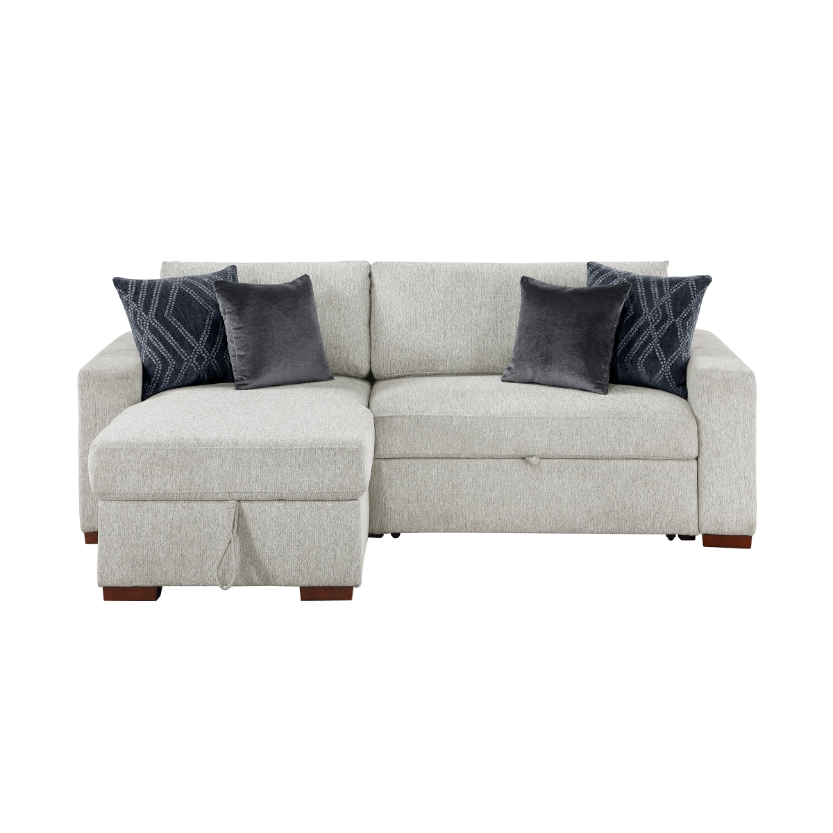 Isla 2-Piece Sectional with Reversible Chaise, Pull-out Bed and Hidden Storage, Click Motion Back