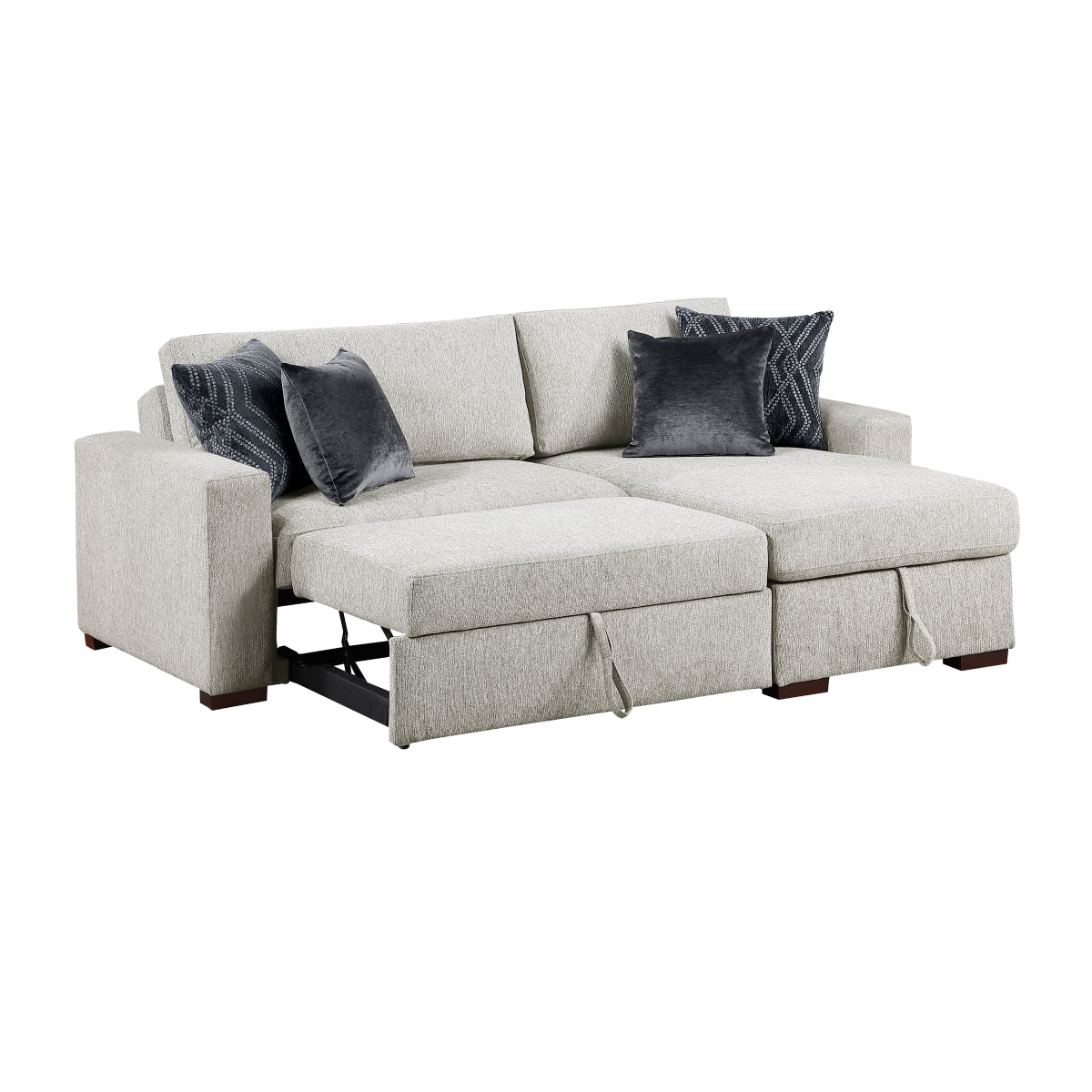Isla 2-Piece Sectional with Reversible Chaise, Pull-out Bed and Hidden Storage, Click Motion Back