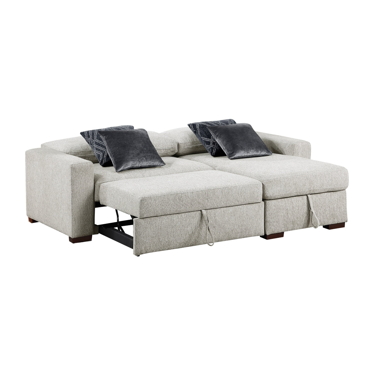 Isla 2-Piece Sectional with Reversible Chaise, Pull-out Bed and Hidden Storage, Click Motion Back
