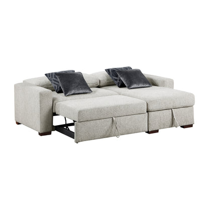 Isla 2-Piece Sectional with Reversible Chaise, Pull-out Bed and Hidden Storage, Click Motion Back