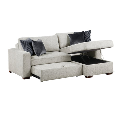 Isla 2-Piece Sectional with Reversible Chaise, Pull-out Bed and Hidden Storage, Click Motion Back