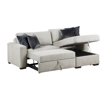 Isla 2-Piece Sectional with Reversible Chaise, Pull-out Bed and Hidden Storage, Click Motion Back