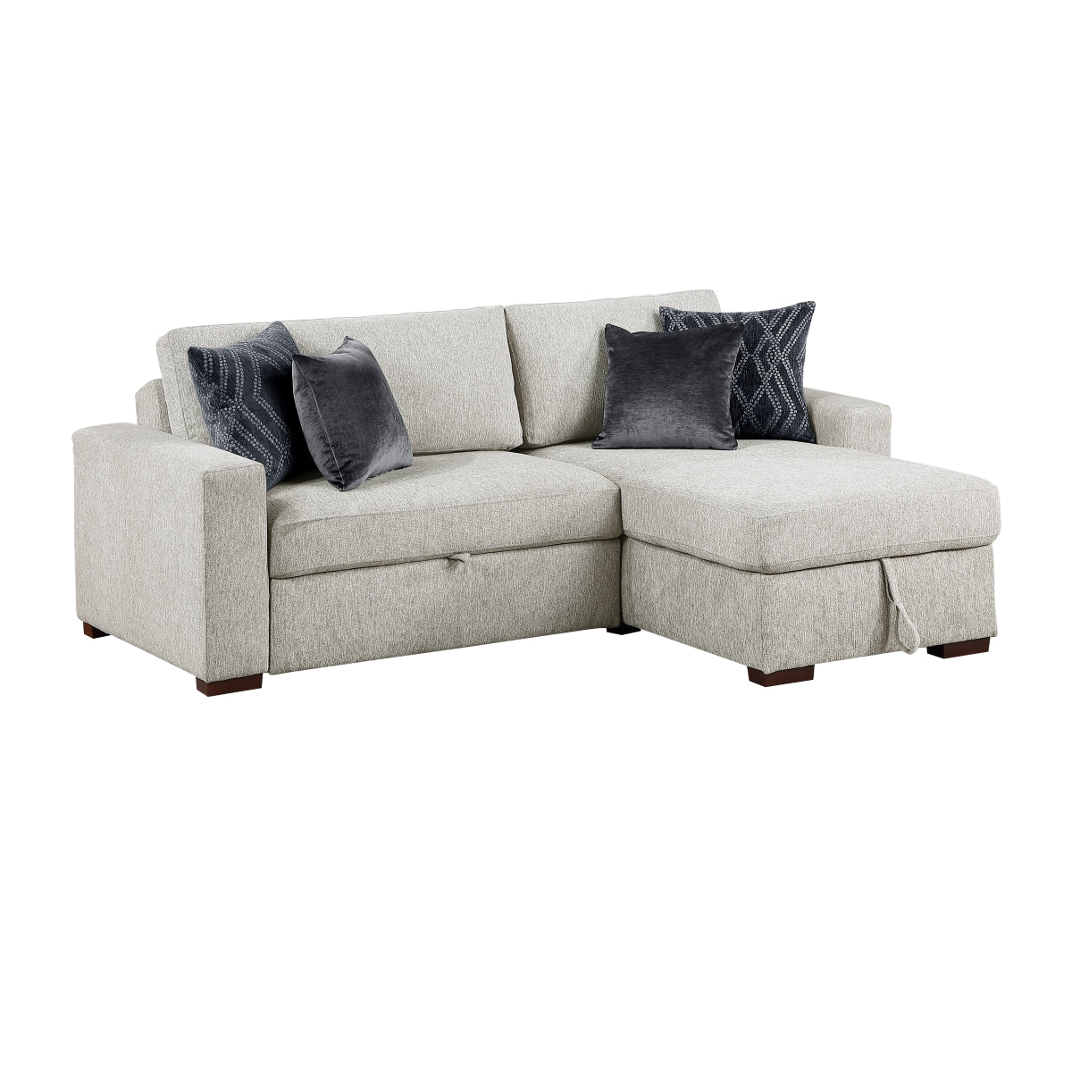 Isla 2-Piece Sectional with Reversible Chaise, Pull-out Bed and Hidden Storage, Click Motion Back