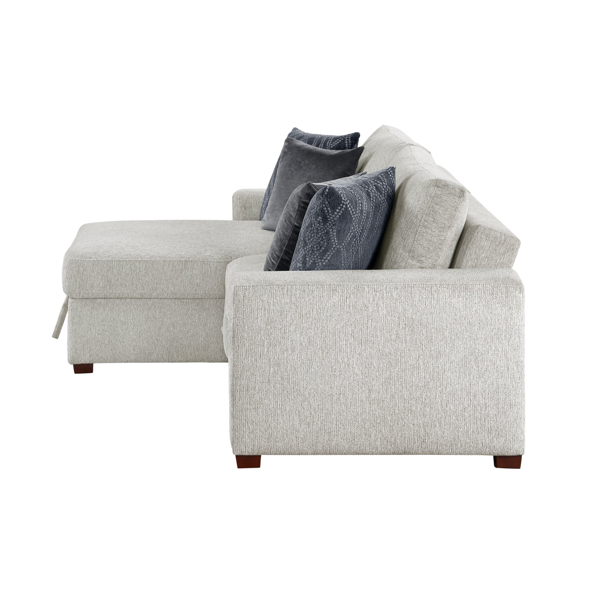 Isla 2-Piece Sectional with Reversible Chaise, Pull-out Bed and Hidden Storage, Click Motion Back
