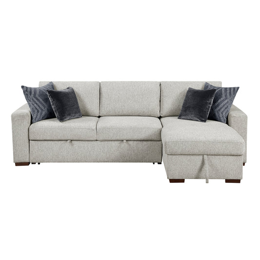 Isla 2-Piece Sectional with Reversible Chaise, Pull-out Bed and Hidden Storage, Click Motion Back