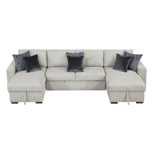 Isla 3-Piece Sectional with Reversible Chaises, Pull-out Bed and Hidden Storage, Click Motion Back