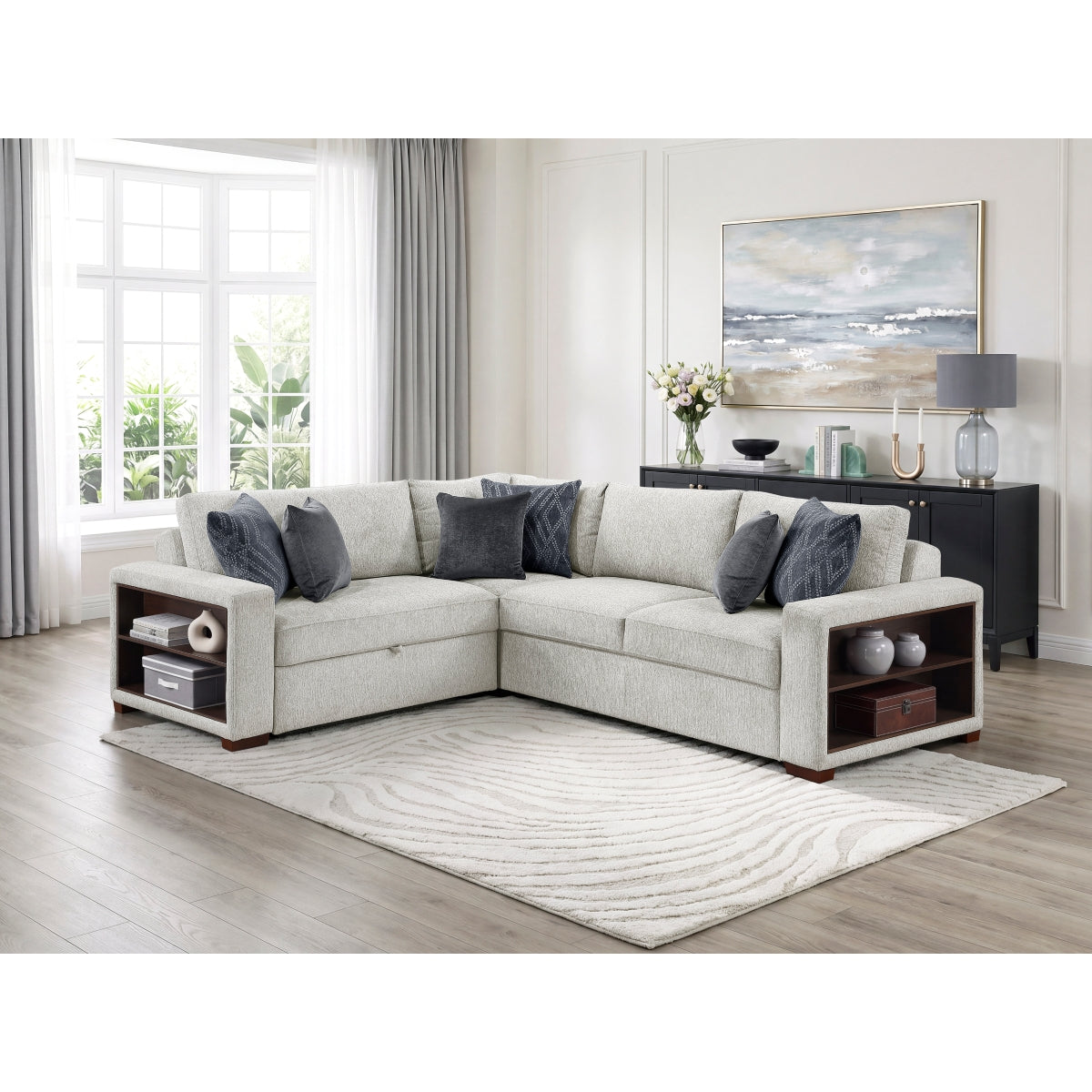 Isla 3-Piece Sectional with Pull-out Bed and Click Motion Back