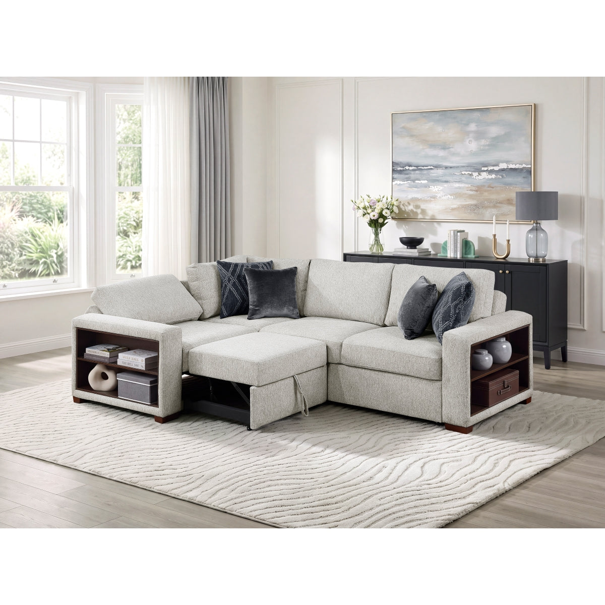 Isla 3-Piece Sectional with Pull-out Bed and Click Motion Back