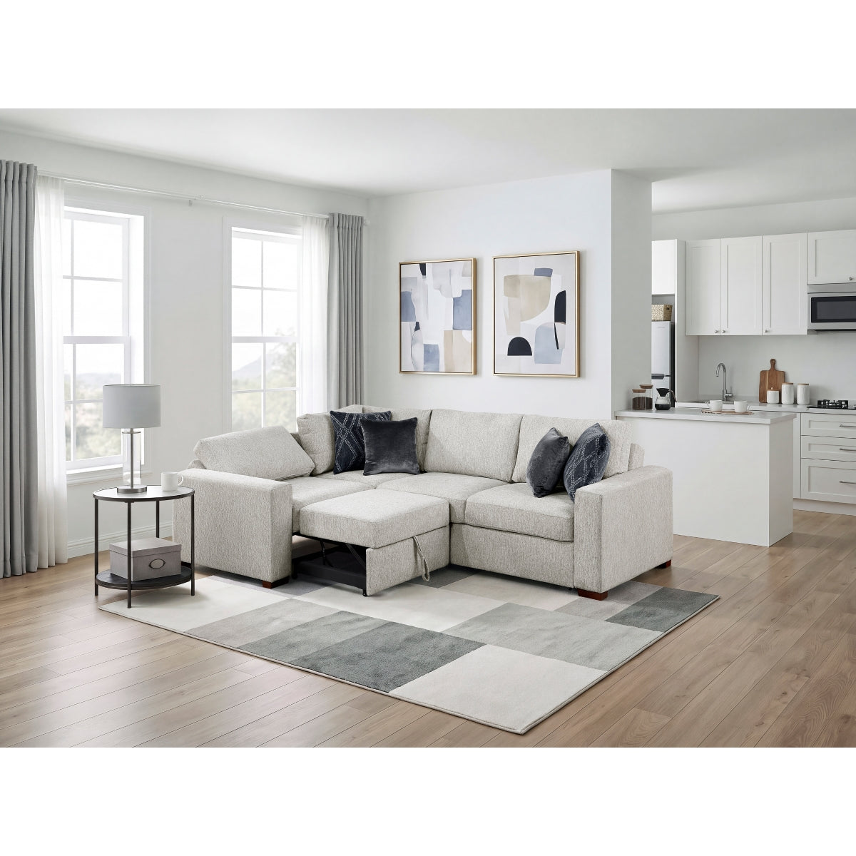 Isla 3-Piece Sectional with Pull-out Bed and Click Motion Back