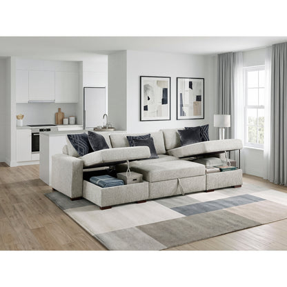 Isla 3-Piece Sectional with Two Reversible Chaises, Pull-out Bed, Hidden Storage, Click Motion Back and Two Track Arms