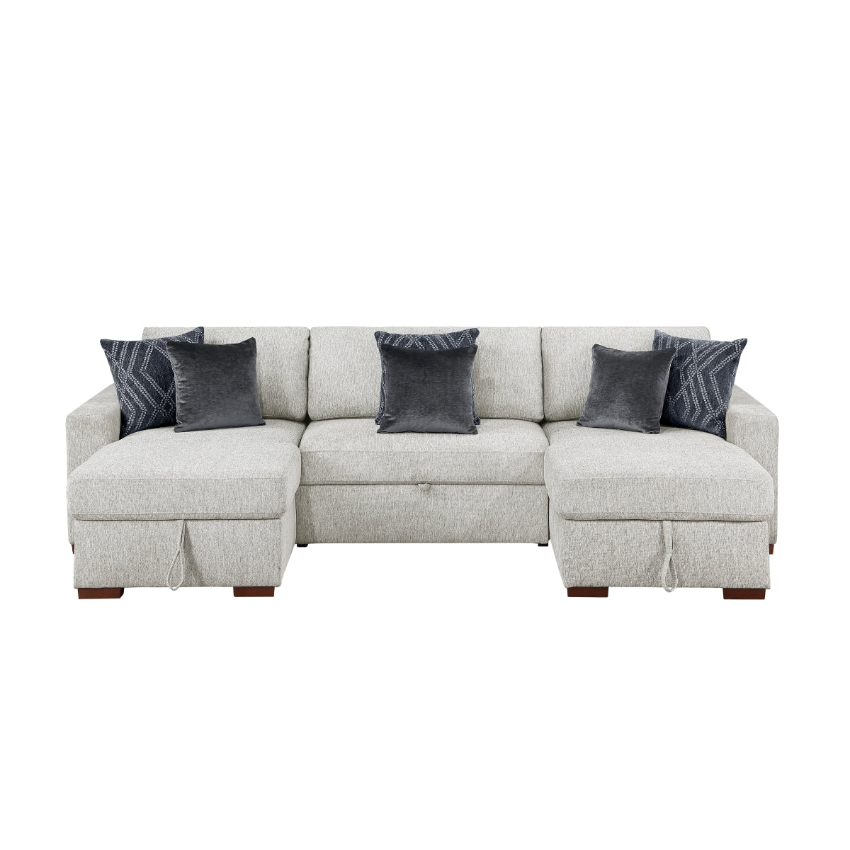 Isla 3-Piece Sectional with Two Reversible Chaises, Pull-out Bed, Hidden Storage, Click Motion Back and Two Track Arms