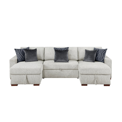 Isla 3-Piece Sectional with Two Reversible Chaises, Pull-out Bed, Hidden Storage, Click Motion Back and Two Track Arms