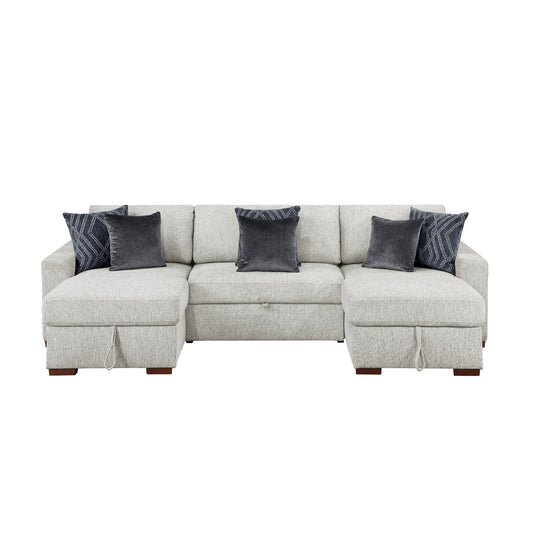 Isla 3-Piece Sectional with Two Reversible Chaises, Pull-out Bed, Hidden Storage, Click Motion Back and Two Track Arms