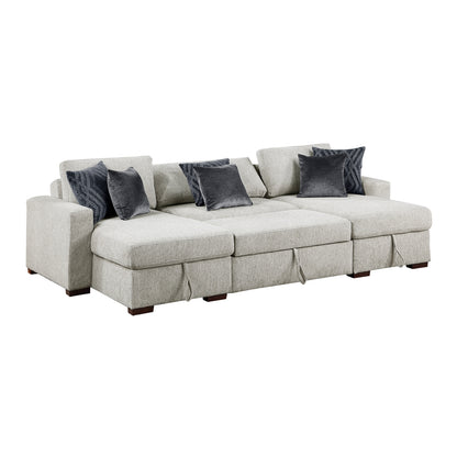 Isla 3-Piece Sectional with Two Reversible Chaises, Pull-out Bed, Hidden Storage, Click Motion Back and Two Track Arms