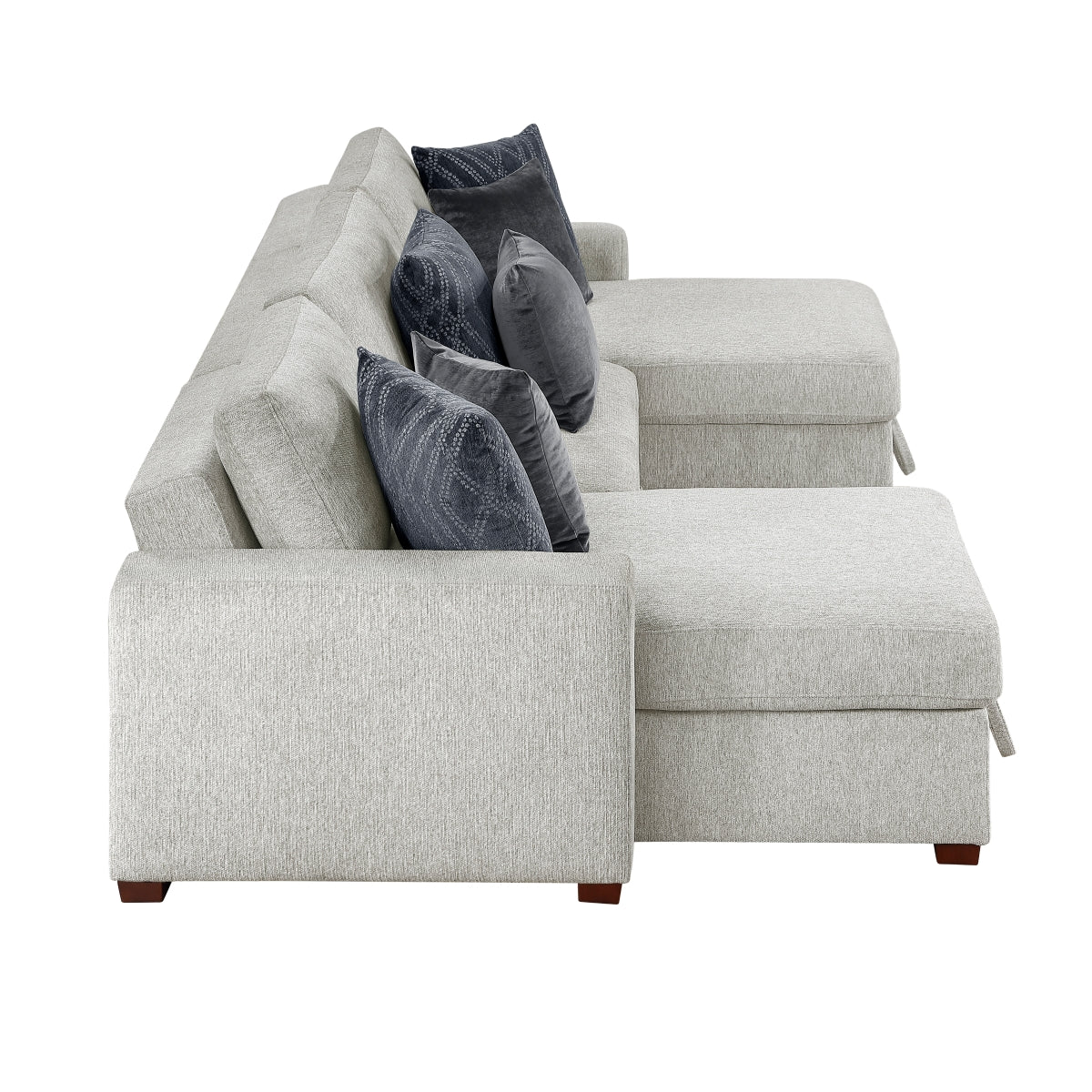 Isla 3-Piece Sectional with Two Reversible Chaises, Pull-out Bed, Hidden Storage, Click Motion Back and Two Track Arms