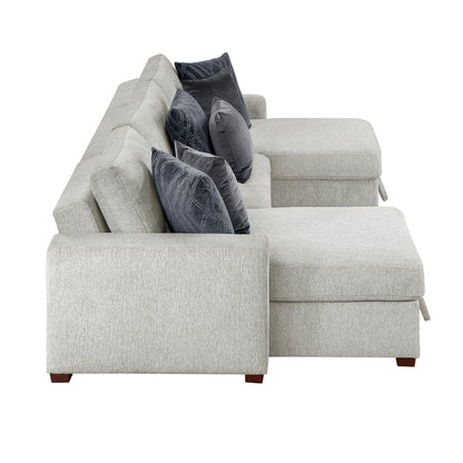 Isla 3-Piece Sectional with Two Reversible Chaises, Pull-out Bed, Hidden Storage, Click Motion Back and Two Track Arms