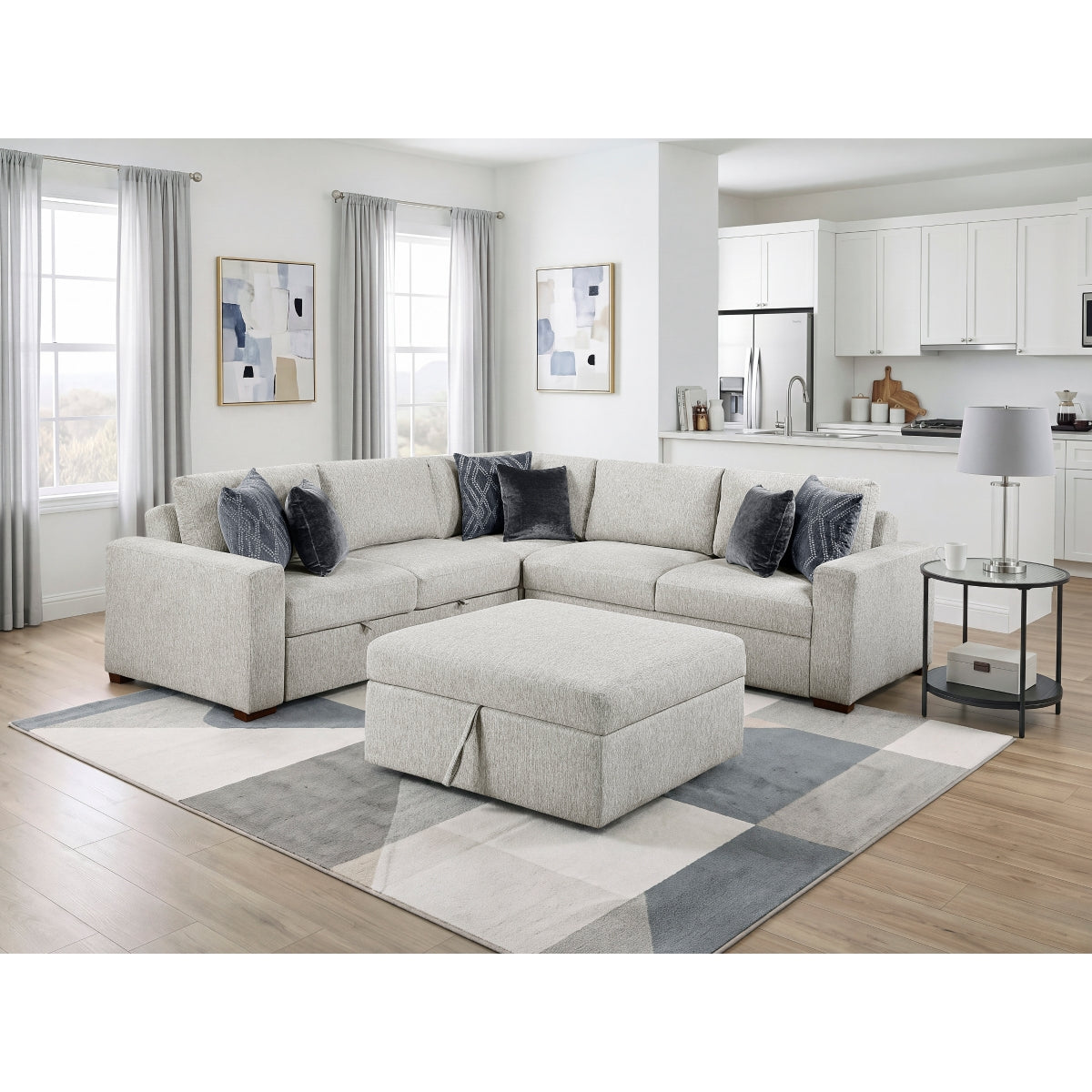 Isla 4-Piece Sectional with Pull-out Bed and Ottoman