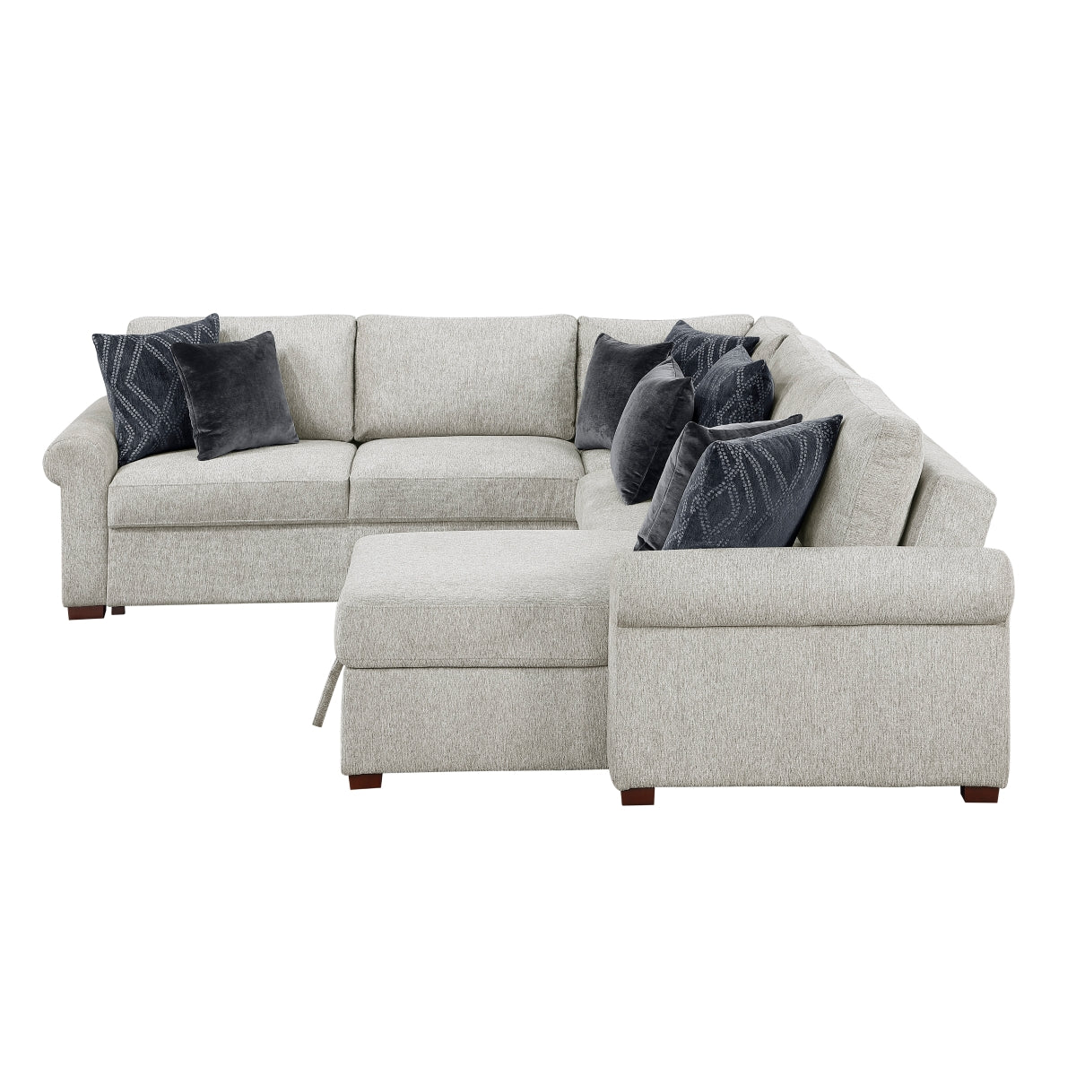 Isla 4-Piece Sectional with Reversible Chaise, Pull-out Bed, Hidden Storage and Click Motion Back