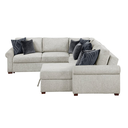 Isla 4-Piece Sectional with Reversible Chaise, Pull-out Bed, Hidden Storage and Click Motion Back