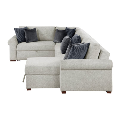 Isla 4-Piece Sectional with Reversible Chaise, Pull-out Bed, Hidden Storage and Click Motion Back