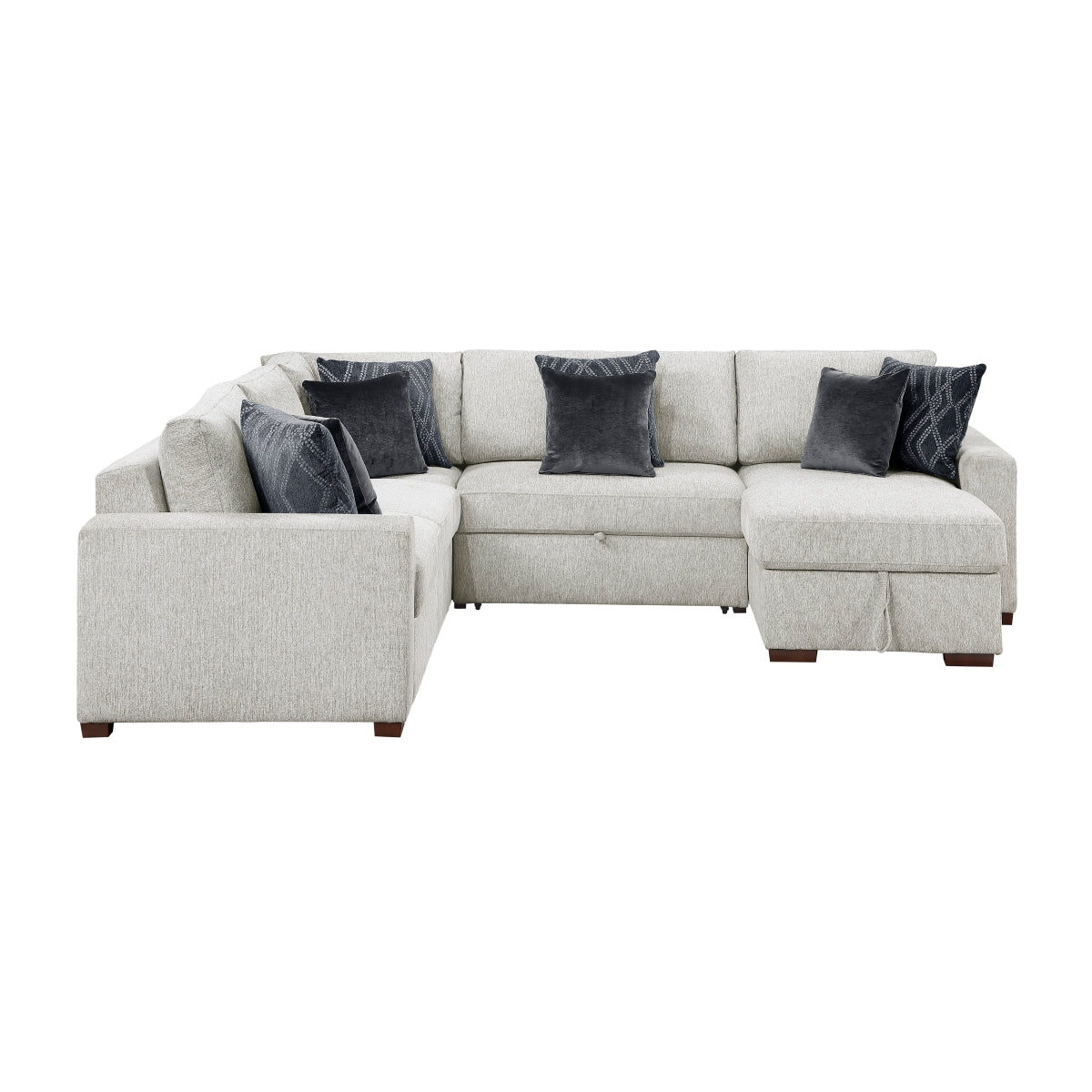 Isla 4-Piece Sectional with Reversible Chaise, Pull-out Bed, Hidden Storage and Click Motion Back