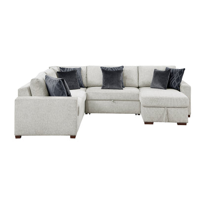 Isla 4-Piece Sectional with Reversible Chaise, Pull-out Bed, Hidden Storage and Click Motion Back