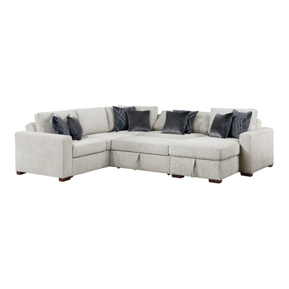 Isla 4-Piece Sectional with Reversible Chaise, Pull-out Bed, Hidden Storage and Click Motion Back