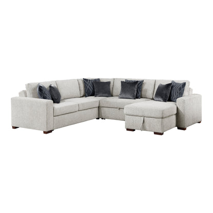 Isla 4-Piece Sectional with Reversible Chaise, Pull-out Bed, Hidden Storage and Click Motion Back