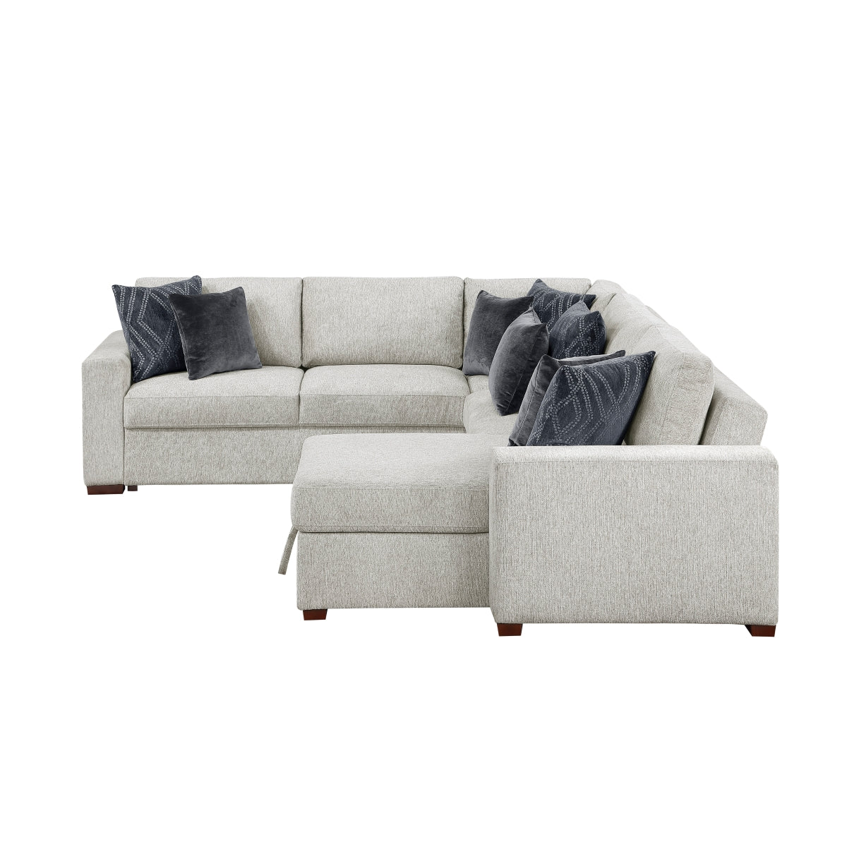 Isla 4-Piece Sectional with Reversible Chaise, Pull-out Bed, Hidden Storage and Click Motion Back