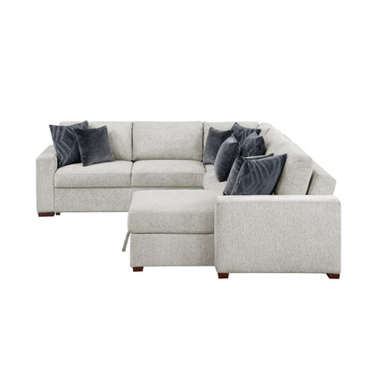 Isla 4-Piece Sectional with Reversible Chaise, Pull-out Bed, Hidden Storage and Click Motion Back