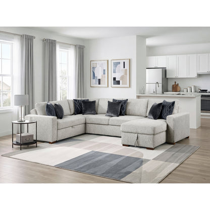 Isla 4-Piece Sectional with Reversible Chaise, Pull-out Bed, Hidden Storage and Click Motion Back