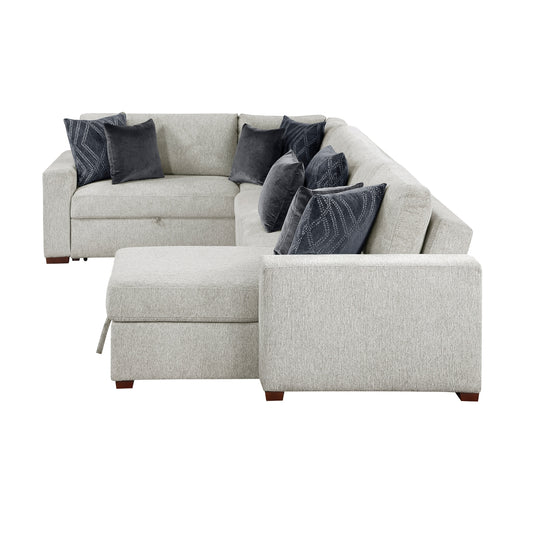 Isla 4-Piece Sectional with Reversible Chaise, Pull-out Bed, Hidden Storage and Click Motion Back