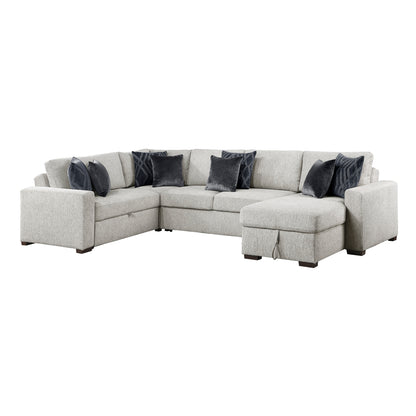 Isla 4-Piece Sectional with Reversible Chaise, Pull-out Bed, Hidden Storage and Click Motion Back