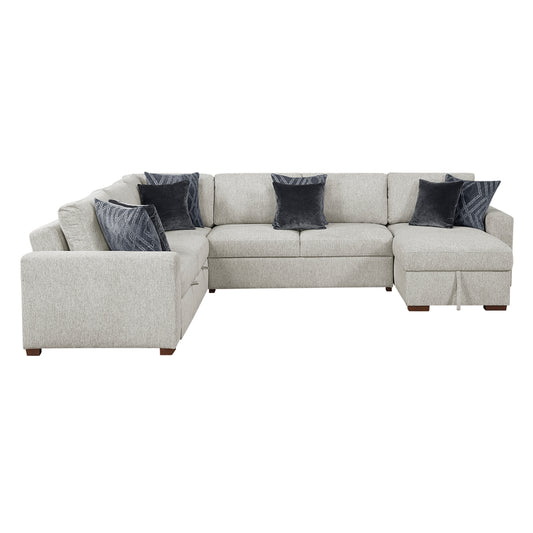 Isla 4-Piece Sectional with Reversible Chaise, Pull-out Bed and Hidden Storage