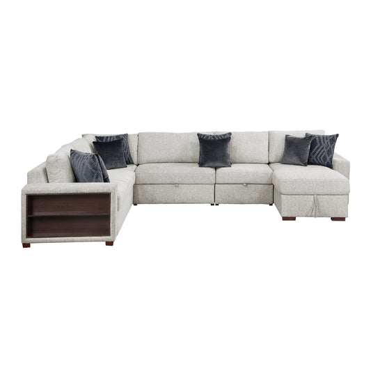Isla 5-Piece Sectional with Reversible Chaise, Pull-out Bed, Hidden Storage and Click Motion Back