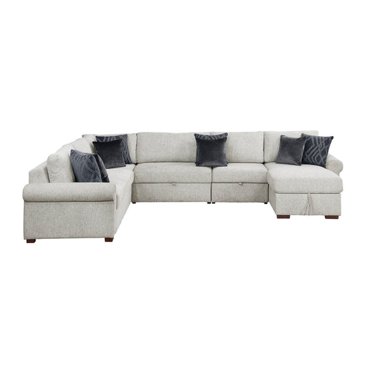 Isla 5-Piece Sectional with Reversible Chaise, Pull-out Bed, Hidden Storage and Click Motion Back