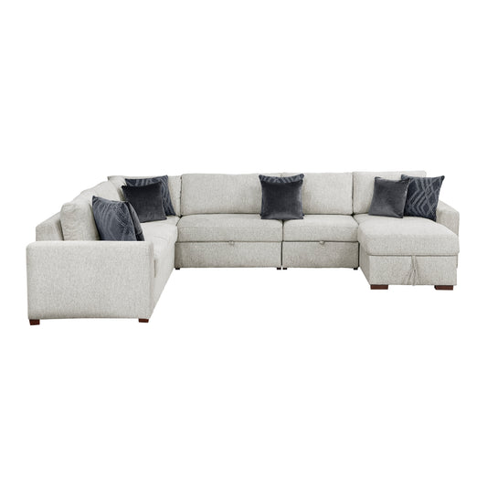 Isla 5-Piece Sectional with Reversible Chaise, Pull-out Bed, Hidden Storage and Click Motion Back