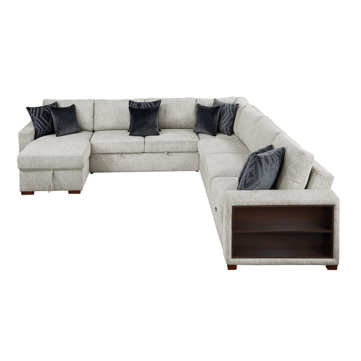 Isla 5-Piece Sectional with Reversible Chaise, Pull-out Bed, Hidden Storage and Click Motion Back