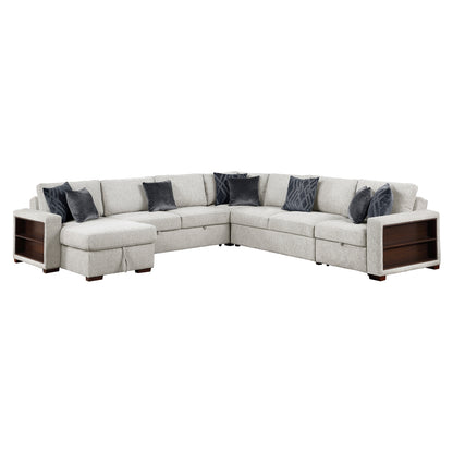 Isla 5-Piece Sectional with Reversible Chaise, Pull-out Bed, Hidden Storage and Click Motion Back