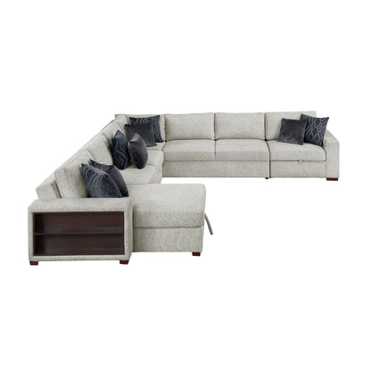 Isla 5-Piece Sectional with Reversible Chaise, Pull-out Bed, Hidden Storage and Click Motion Back