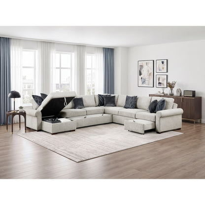 Isla 5-Piece Sectional with Reversible Chaise, Pull-out Bed, Hidden Storage and Click Motion Back